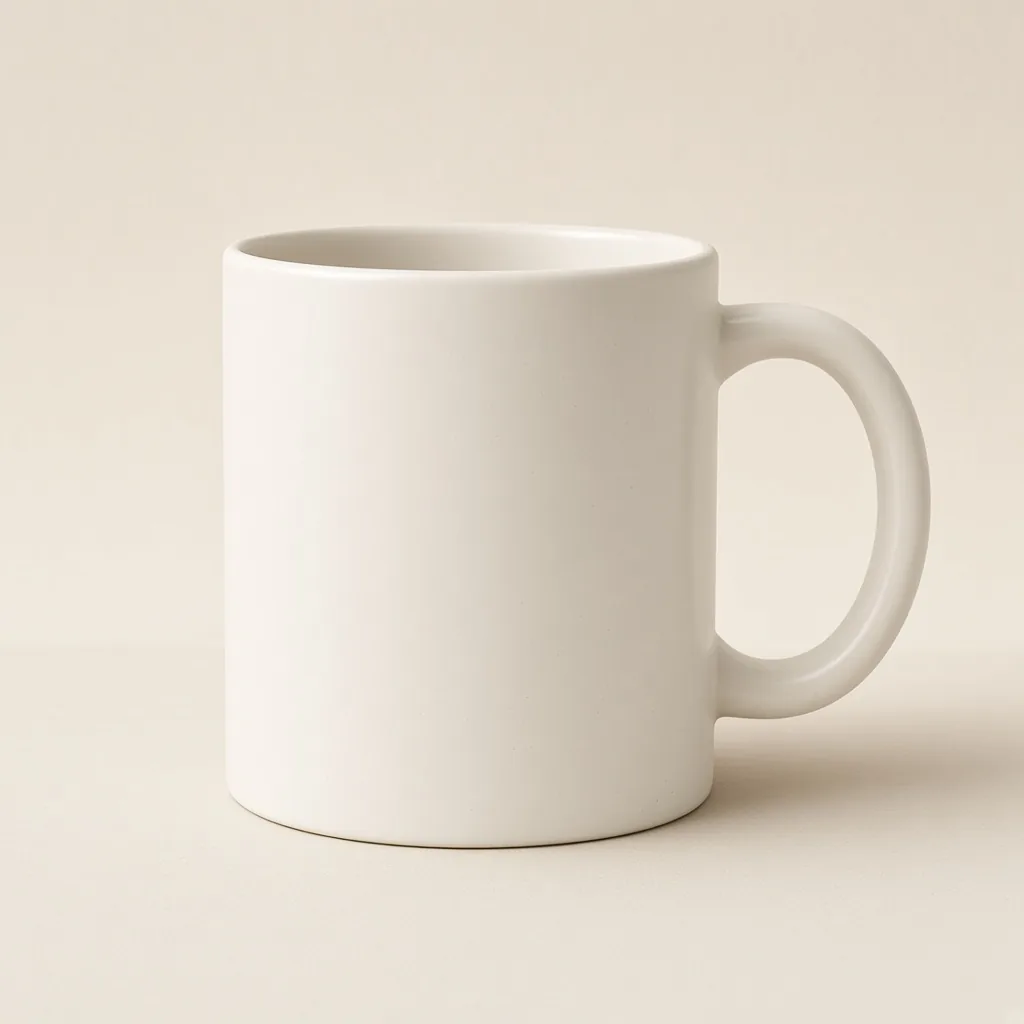 Cană albă de ceramică, din față, fără print